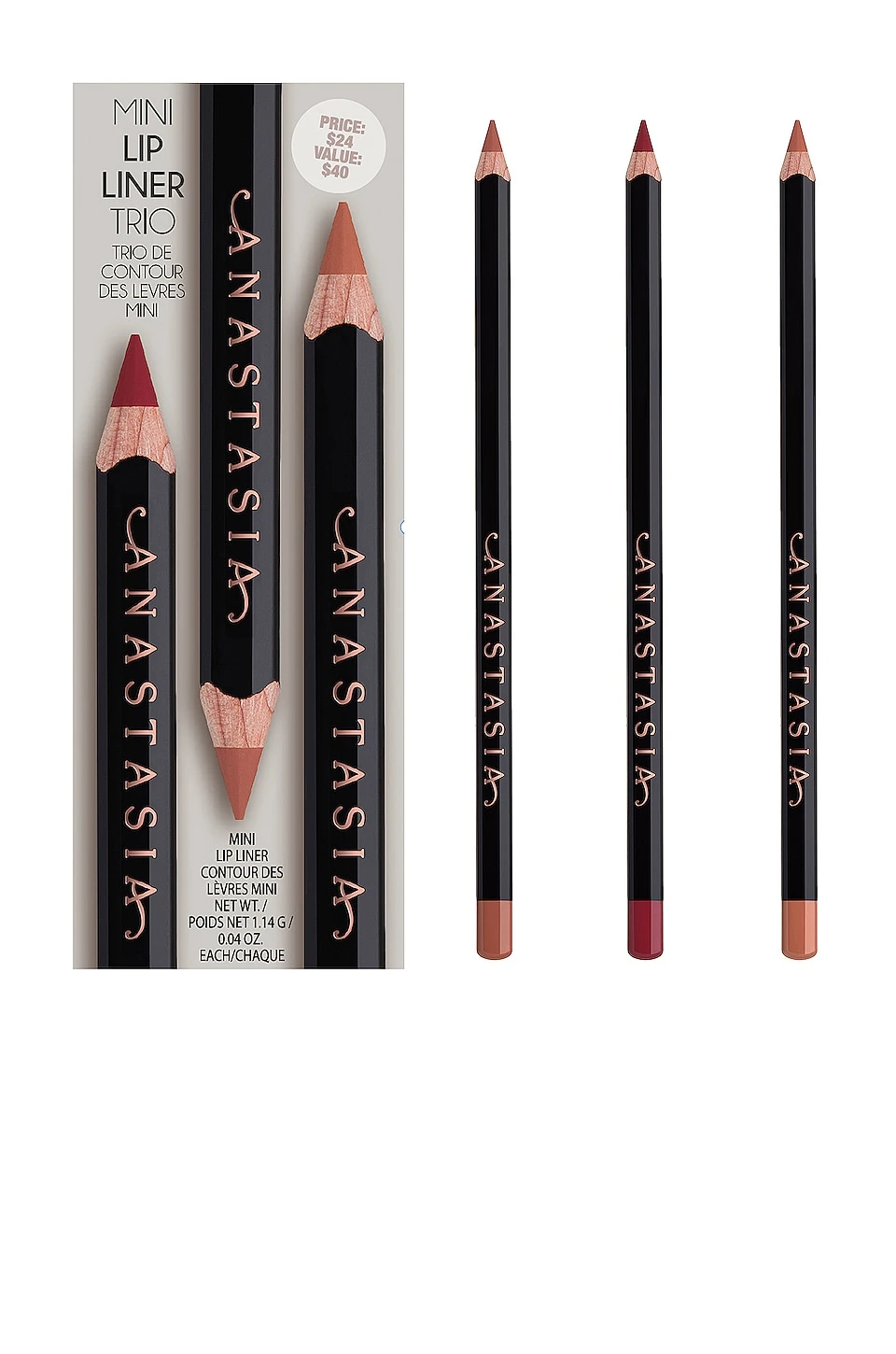 Anastasia Beverly Hills Mini Lip Liner Trio Kit Deep Taupe, Blackberry, & Hazelnut