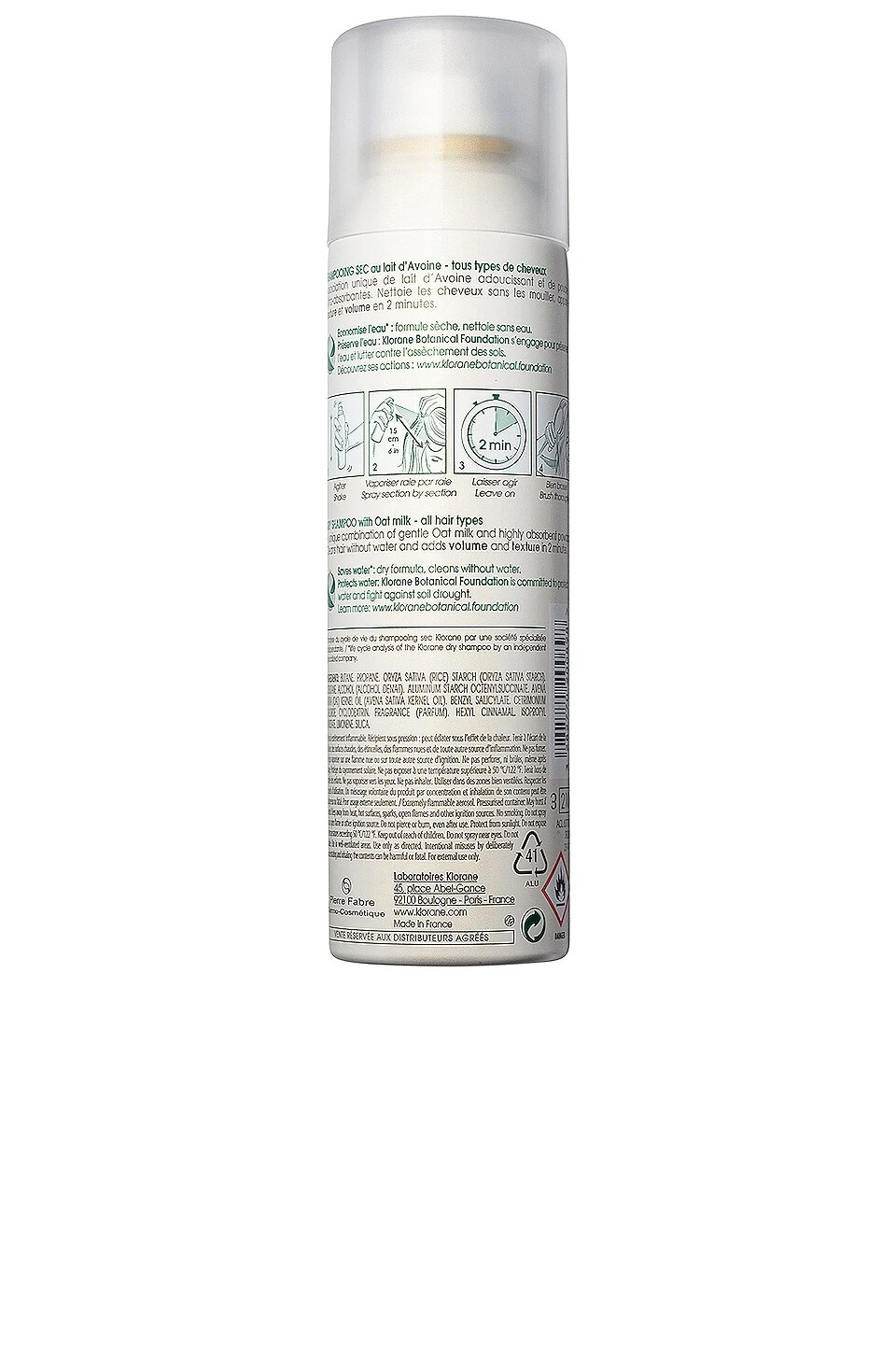 Klorane Aerosol Dry Shampoo With Oat Milk - Image 3