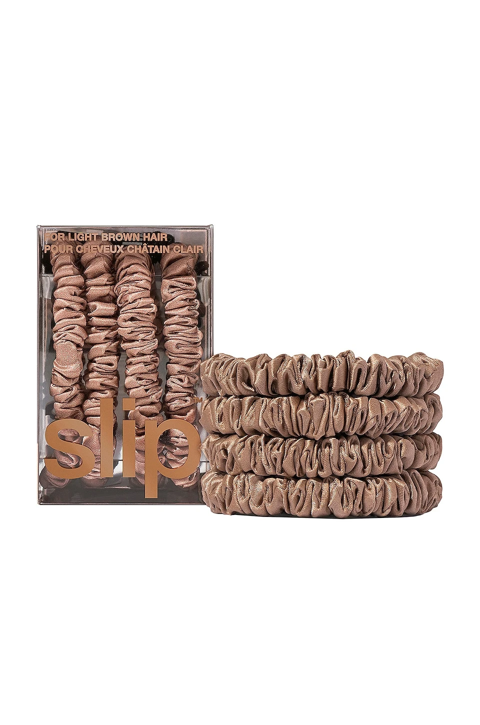 Slip Skinny Scrunchies 4 Pack In Light Brown Light Brown - Image 2