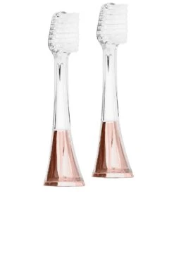 Zina45 Sonic Pulse Toothbrush Replacement Heads 2 Pack Chrome Rose Gold